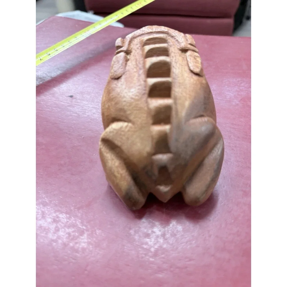 Wooden Hand Carved Frog Four Inches Long